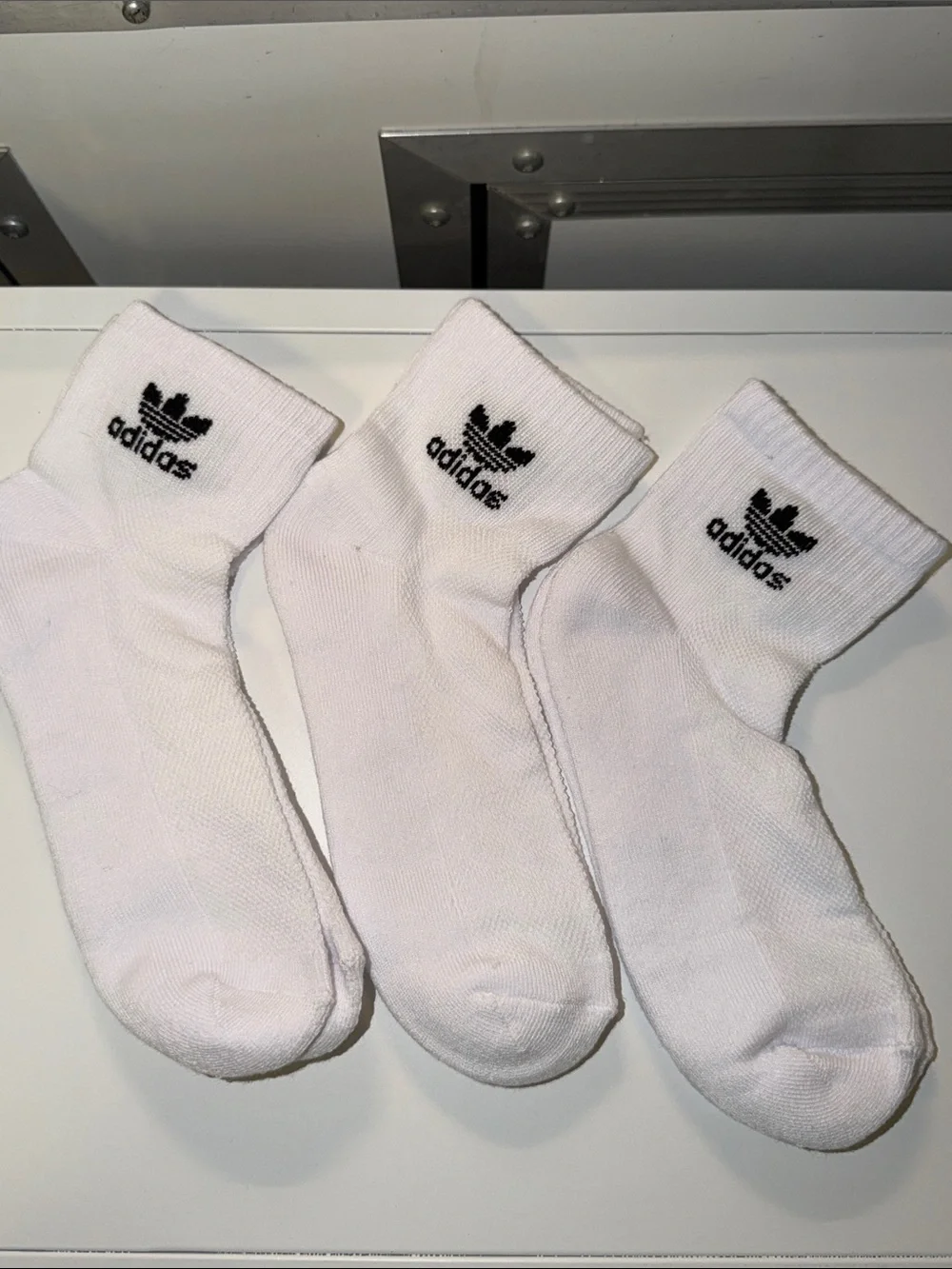 adidas White Crew Athletic Socks with Black Trefoil Logo - 3-Pack